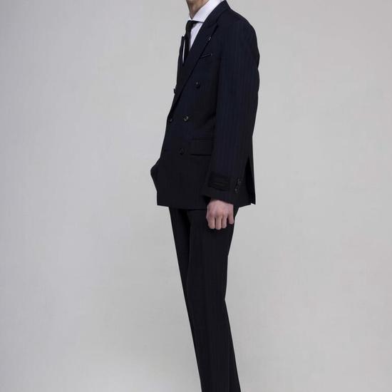 Giosongzio Signature Double Peaked Suit Navy Check ZF3SU371NY