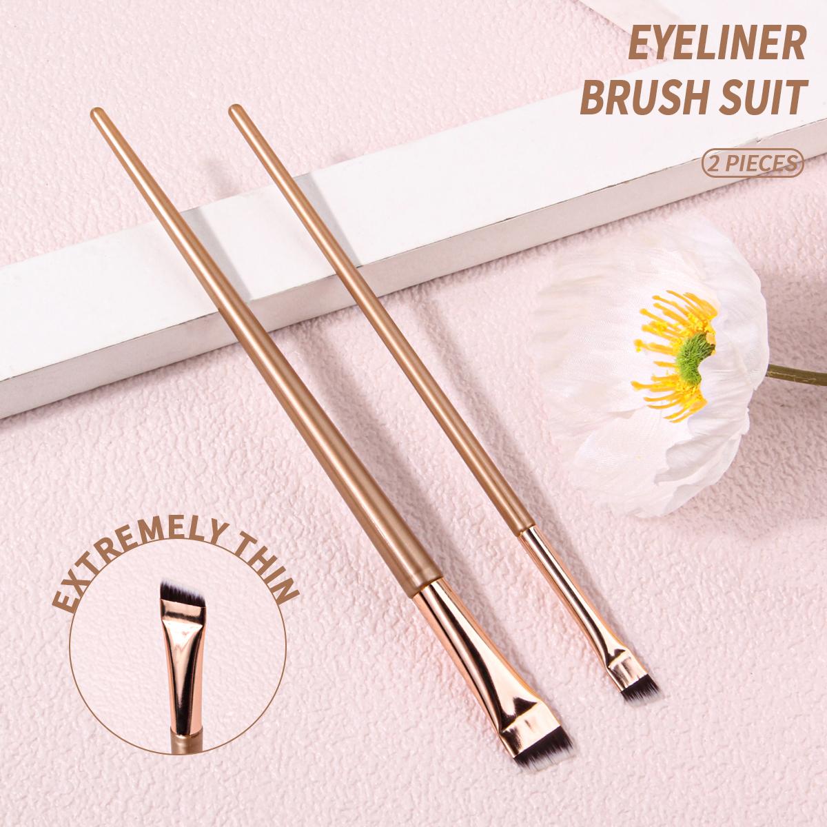 

2 шт. Ультратонкая тонкая кисть для подводки-серпа со скошенным краем Кисть для бровей кисть для теней кисть для нижнего века для прорисовки «лежащего шелкопряда» золотой