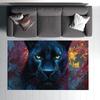 Vintage Blumiger Schwarzer Panther Bereichsteppich, Verzierter Rot Grüner Musterteppich, Rutschfeste Dekorationsbodenmatte für Wohnzimmer Schlafzimmer Heimdekoration