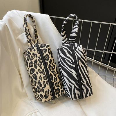 Reise-Kosmetiktasche Leopard Zebra Muster Make-up Tasche Kosmetiktasche mit Reißverschluss für Make-up Pinsel Stifte Lippenstifte
