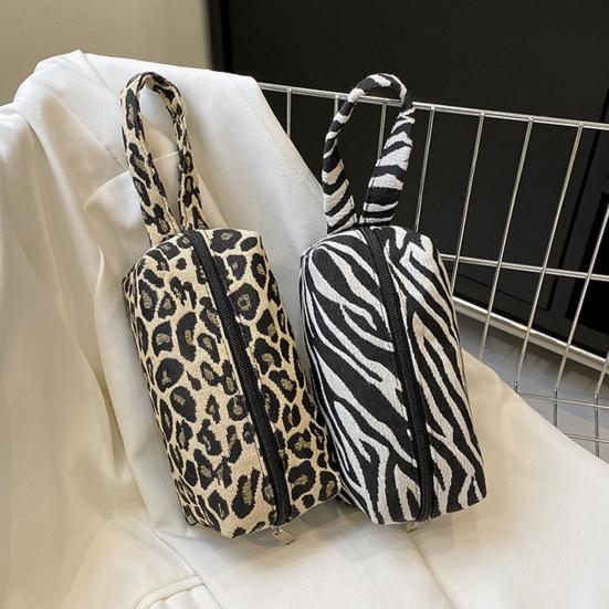Travel Cosmetic Bag Leopard Zebra Print Makeup Bag Zippered Cosmetic Pouch for Makeup Brushes Pens Lipsticks