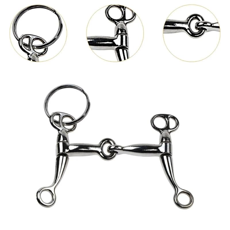 Alloy Horse Bit Charm Keychain Metal Key Ring Pendant Bag Decoration Fashion Backpack Accessory for Men and Women
