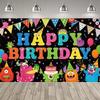 Background Decoration for Thematic Party of Cartoon Monsters, Children's Party Supplies, Decorative Banner, Baby Baptism Gift