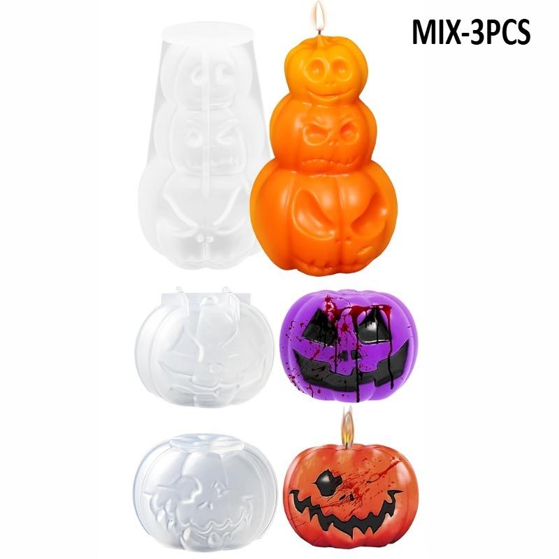 1-5PCS 3D Pumpkin Silicone Candle Mold DIY Halloween Resin Plaster Soap Making Mold Handmade Craft Molds for Home Decoration