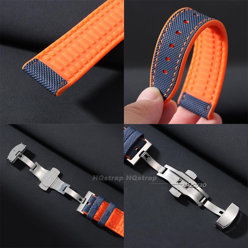 20 22 24mm Carbon Fiber Watch Strap Unisex Silicone Watchband Sport Strap for Smart Watch Waterproof Butterfly Buckle Bracelets