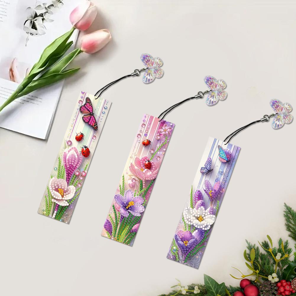 3Pcs Special Shape Flowers Castle Diamond Painting Bookmark Diamond Bookmark Art Projects Diamond Painting Bookmark Making Kit