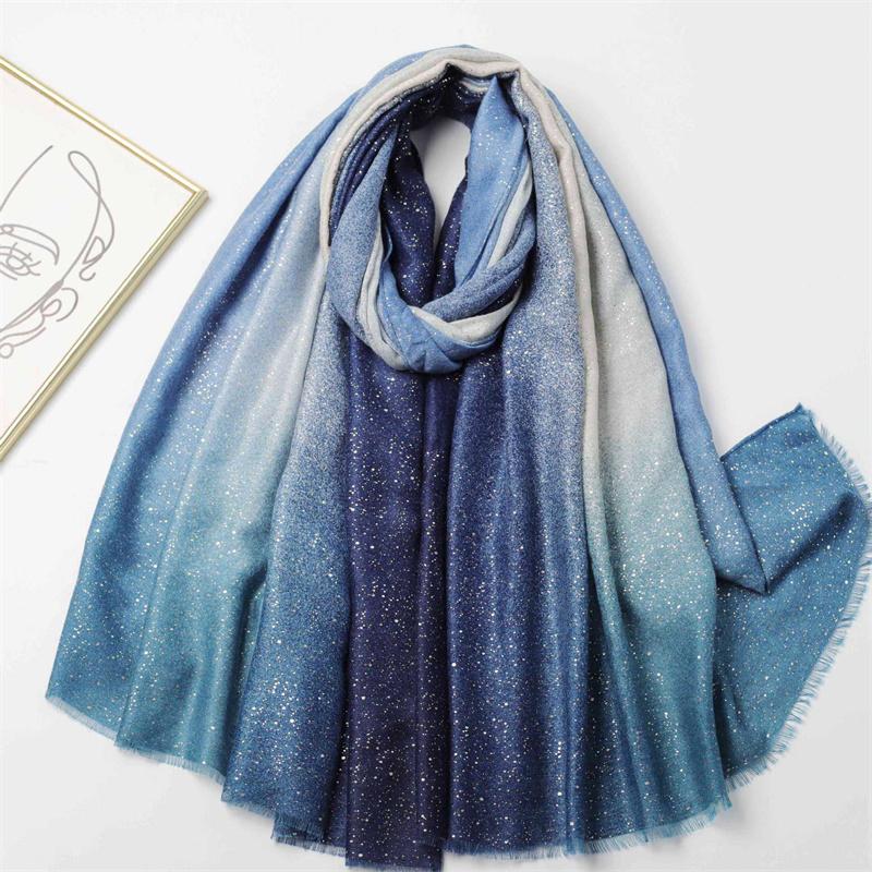Winter Lurex Glitter Abstract Drawing Fringe Viscose Shawl Scarf High Quality Wrap Pashmina Stole Bufandas Muslim Hijab 180*90Cm