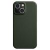 MELKCO For iPhone 14 Anti-drop Case Genuine Cow Leather+PC Phone Cover Compatible with MagSafe