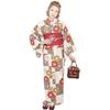 Fuuka Yukata and Obi Set Plus Size Camellia Checkered Beige Made In Women's (2 Pieces), 4L, Pattern, (Obi, Japan, Red) X3601-4LB115