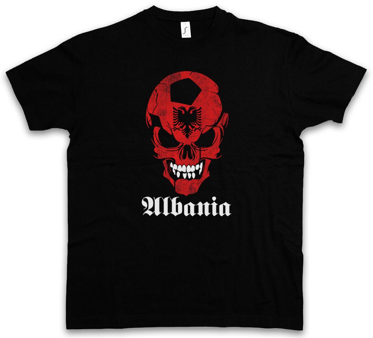 CLASSIC FOOTBALL SOCCER ALBANIA SKULL FLAG T-SHIRT Fan Hooligan Banner a XXXXL