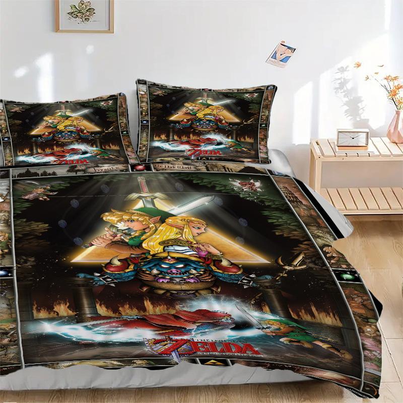 

The Legend of Zelda: A Link to the Past Bedding Set Comforter Cover Gift for Bedroom,Includes 1 Cover and 2 Pillowcases, No InsertB432 135x200cm