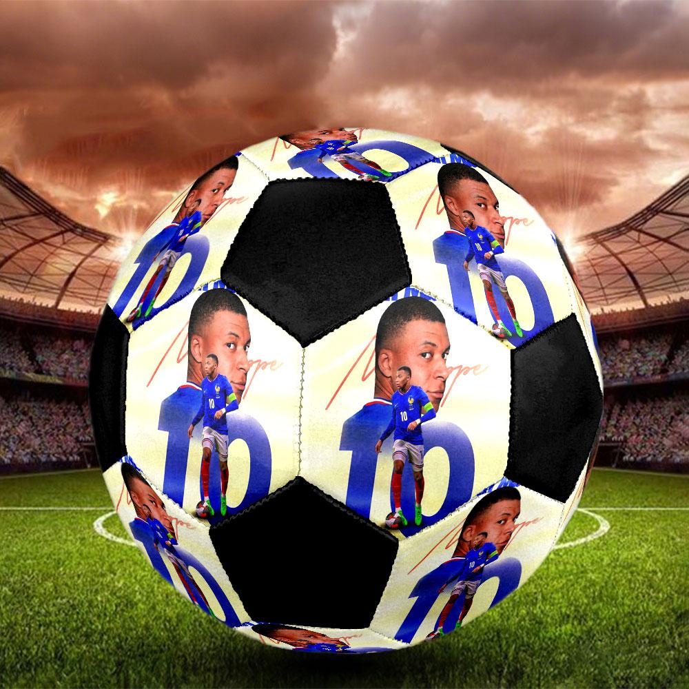 1PC Vintage Mbappé Moments Size 5 Soccer Ball PrahaIndoor Soccer Ball Colorful All Ages Machine Stitched PVC Competition Ready Durable High-Bounce