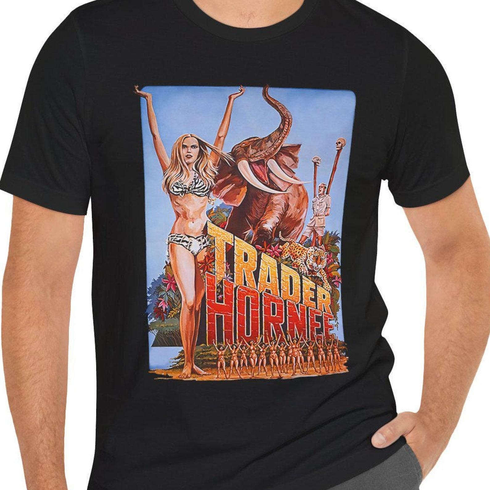 Trader Hornee T-Shirt Short Sleeve Movie Tee Black or White L