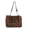 Leopard print plush trend chain, personalized versatile simple fashion casual bag, shoulder underarm bag