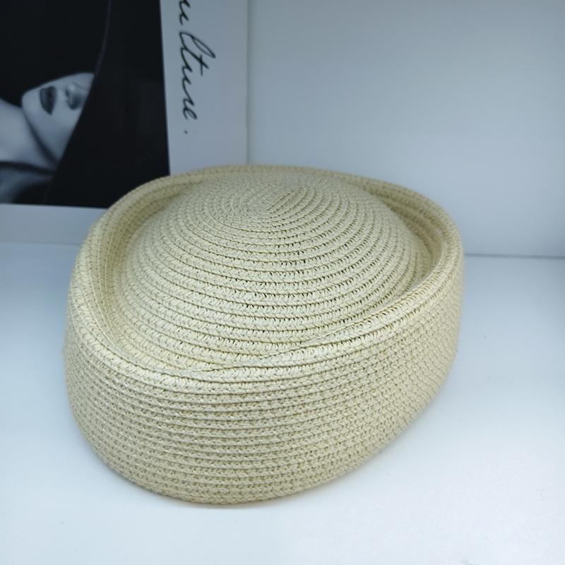 Summer Women's Stewardess Cap Beret Paper Straw Sun Hat Outdoor Artistic Painter's Hat Beach Beret