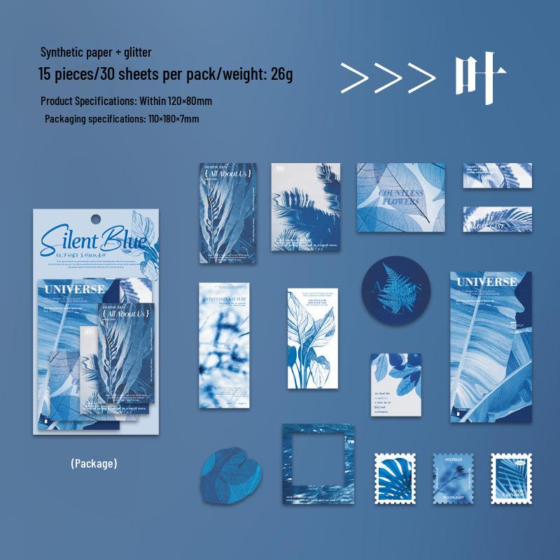 Stilles blaues Glitzer-Sticker-Set: Ketchup Girl Blues Thema DIY Journal Dekoration