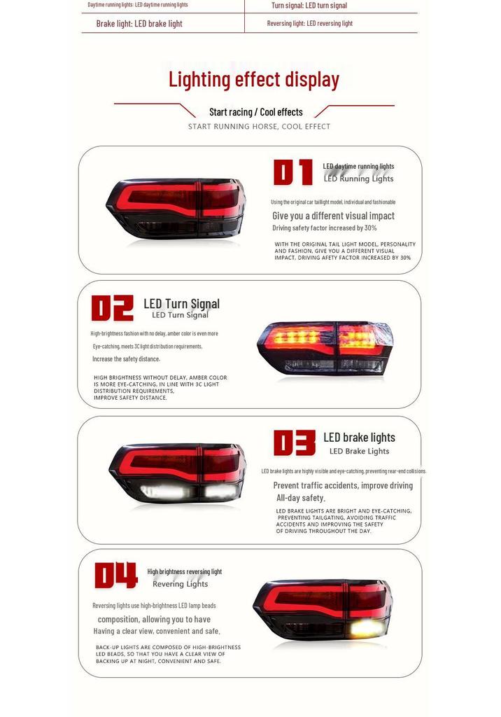 JEEP Grand Cherokee 2014-2021 LED Tail Light Kit: Running & Turn Signals
