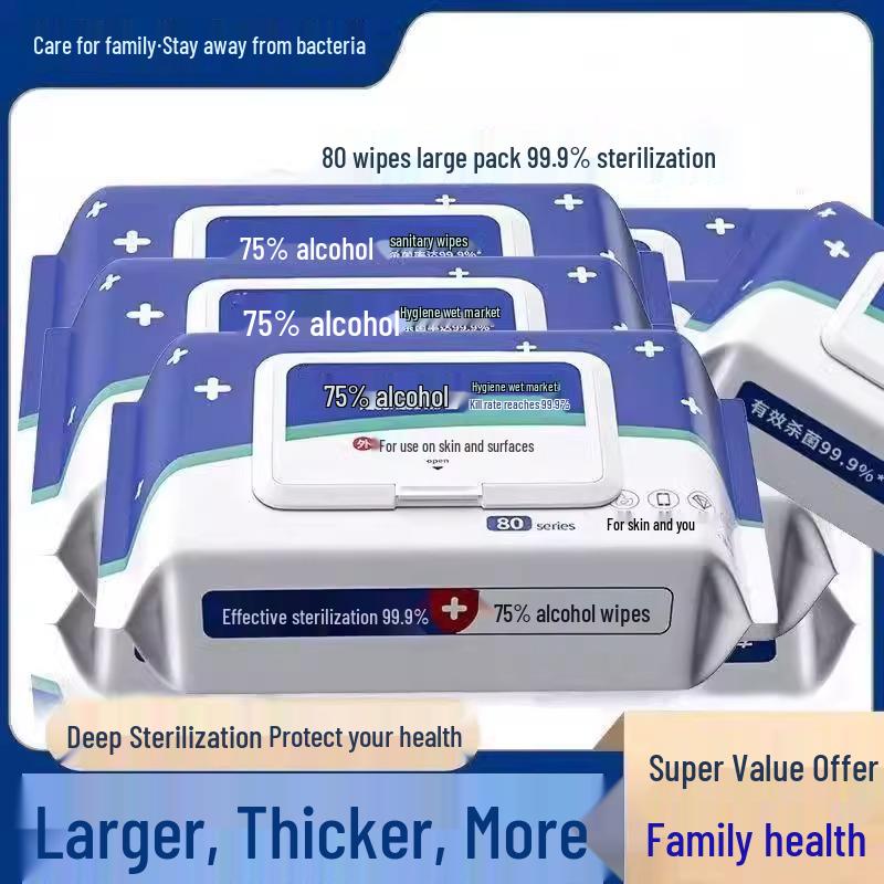 Medical-Grade 75% Alcohol Disinfection Wipes with Lid, Thickened for Adult Home Use