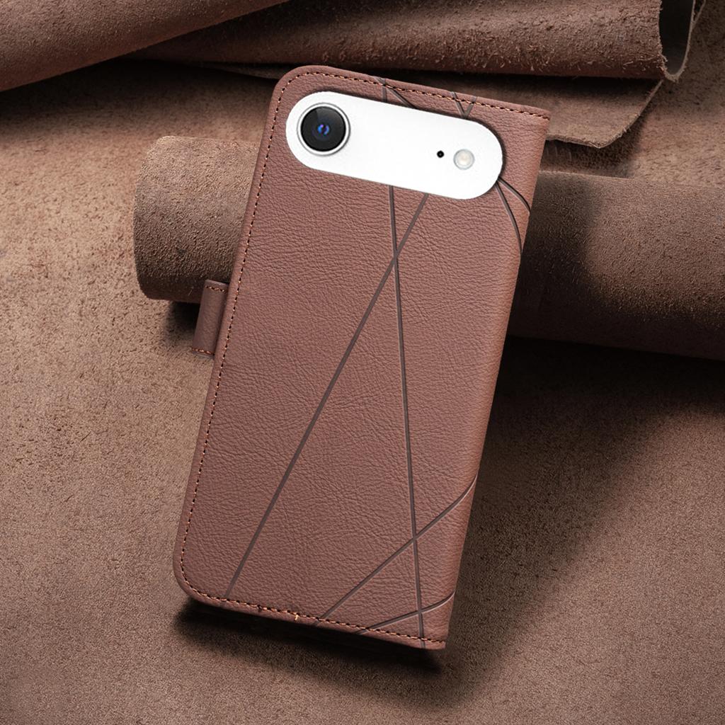 For iPhone Air Case BINFEN COLOR BF35 Geometry Imprinted Leather Phone Cover RFID Blocking Wallet Stand