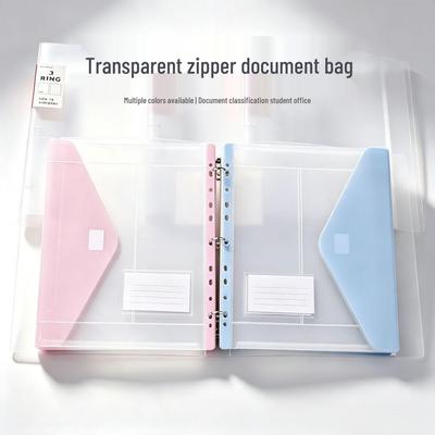 Transparent Multi-layer Ring Binder with Velcro Closure for Student Papers and Homework