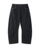 Opeunyadeu(Owai) Star Rivet Relaxed Curved Pants - Black