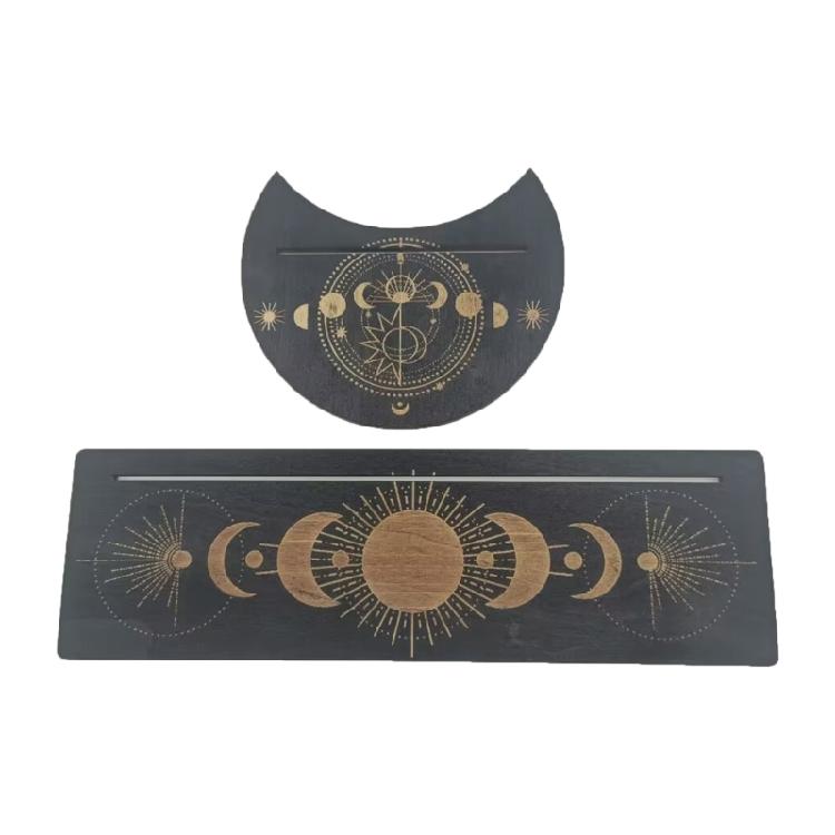 Portable Wooden Tarot Card Stand Rectangular Moon Shaped Tarot Base Display Tray