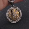 Runes Viking Compass Necklace Men's Nordic Amulet Hip Hop Boutique Biker Pendant Stainless Steel Jewelry Gift