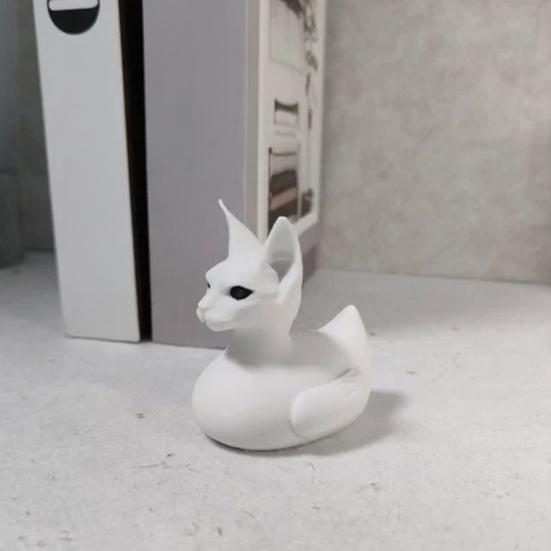 Yousheng 3D Printed Sphinx Cat Duck Figurine, Cute Matte White Desk Decor, Funny Animal Shelf Ornament, Unique Gift for