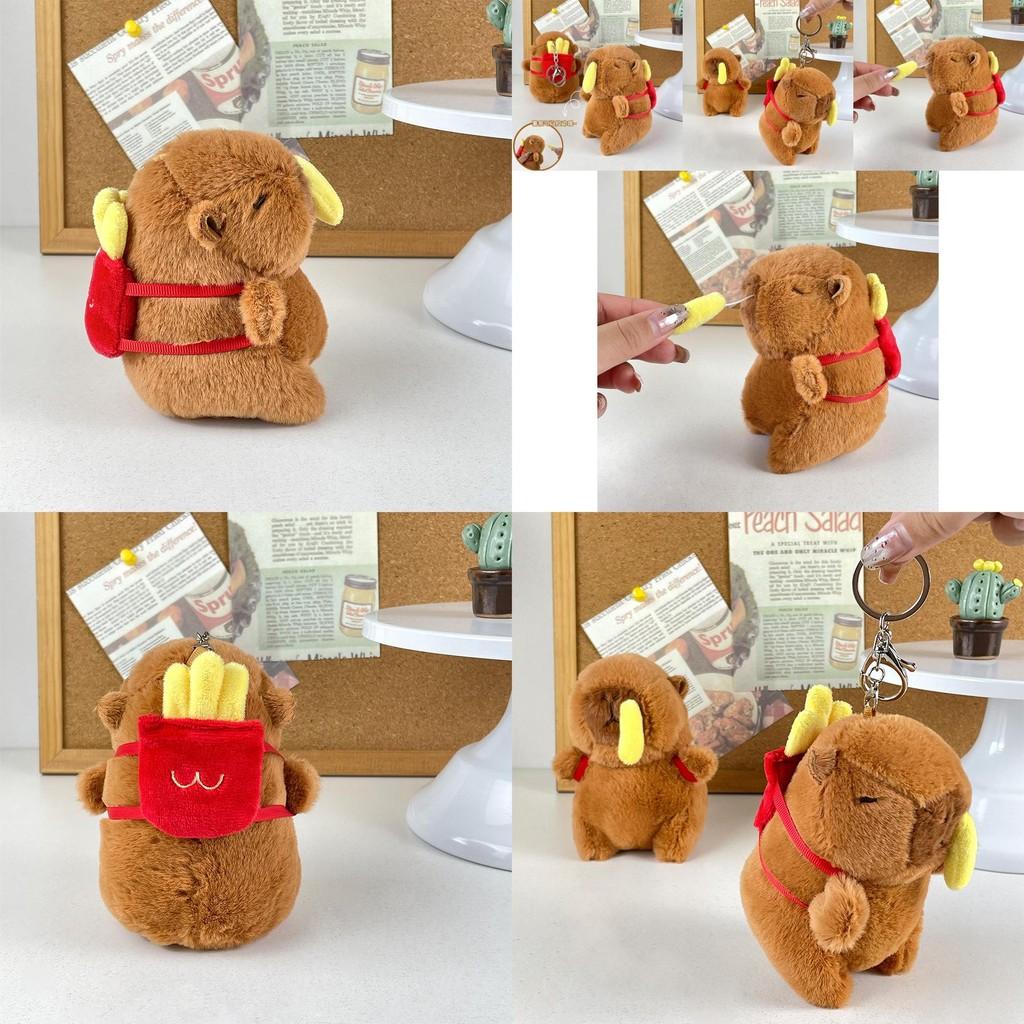 Cute Creative Capybara French Fries Plush Keychain Adorable Backpack Toy For Kids