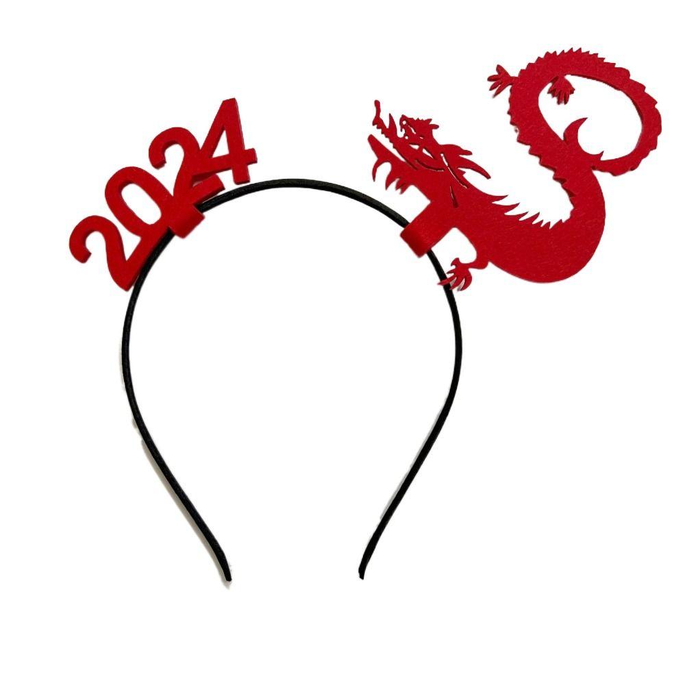Cartoon Dragon Headband Red Hairband New Year Hairband 2024 Happy New Year Headband  New Year Gift
