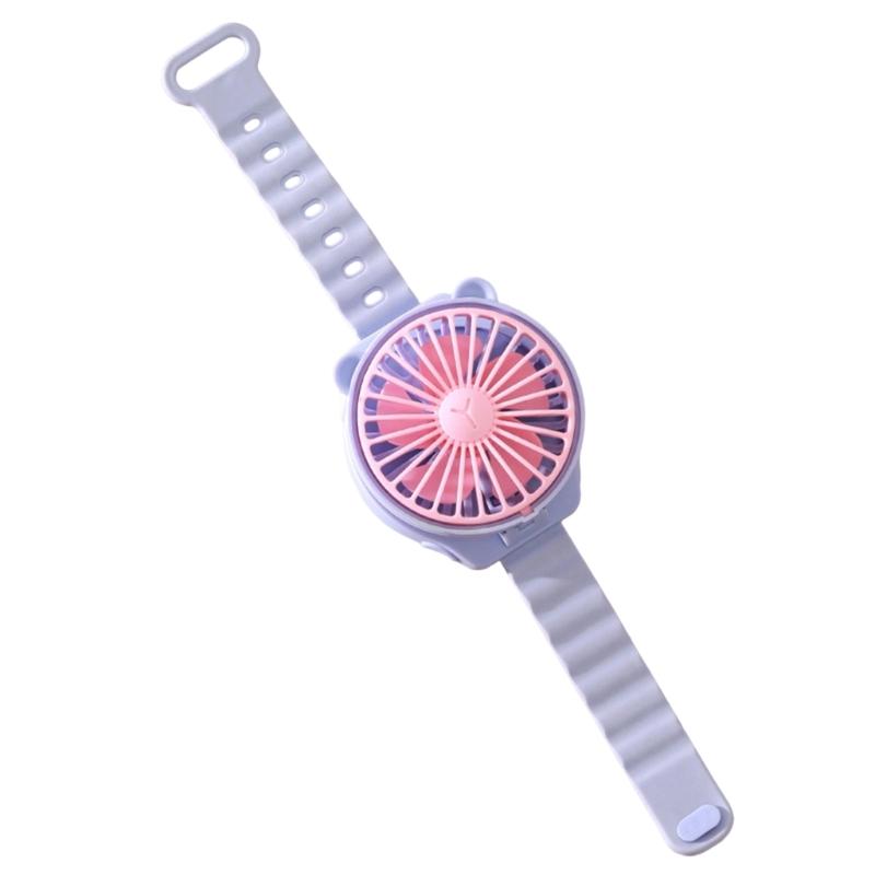 AM4 Battery Operated Powerful Watch Fan Portable Small Lightweight Cartoon Cooling Fan for Girl Kids Indoor Outdoor