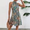 New women's bohemian style pullover sleeveless neck temperament dress beach vacation style