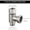 Bidet T Adapter, Biveah Stainless Steel Angle Stop Add-A-Tee Valve 3/8" for Toilet Supply Line Brushed Nickel, KTS002NA