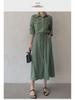 2024 Japanese & Korean Style Sleeveless Pocket Long Swing Casual Lapel Shirt Dress