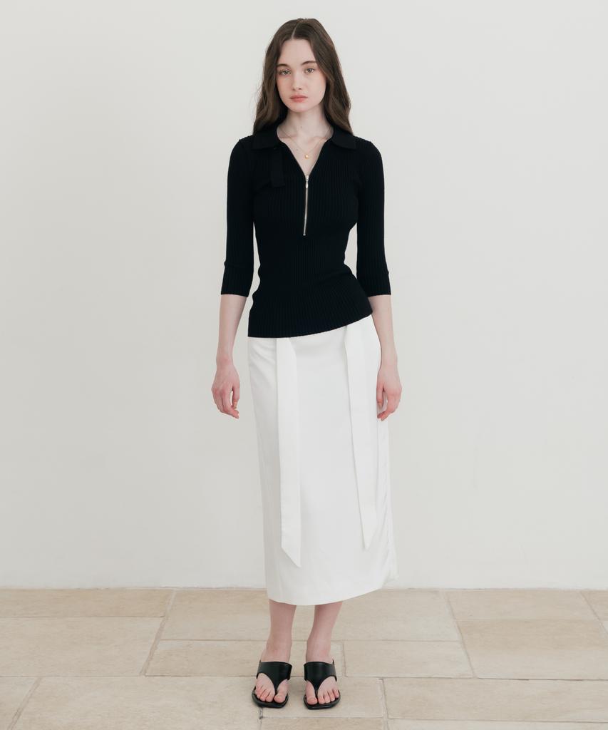 SSIN AND LEE (W) Lounge Half Knit Polo Shirt Black