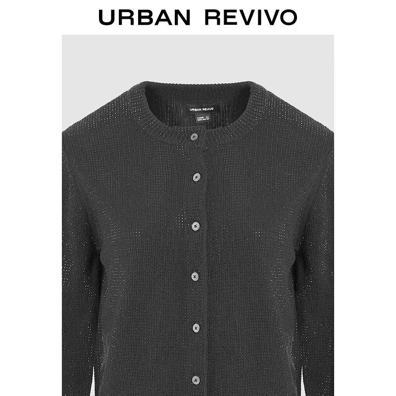 UR 2025 Spring Women's Hot-fix Rhinestone Round Neck Knit Cardigan