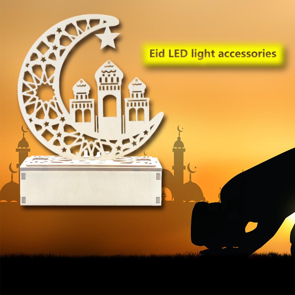 Satın alın Hollow Moon Pattern LED Light Wooden Ramadan EID Mubarak ...