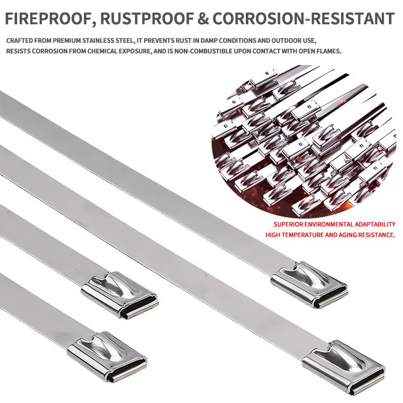 50Pcs 304 Stainless Steel Cable Ties, Self-Locking Anti-Rust Metal Zip Ties for Electrical Wiring Harness, Heavy Duty