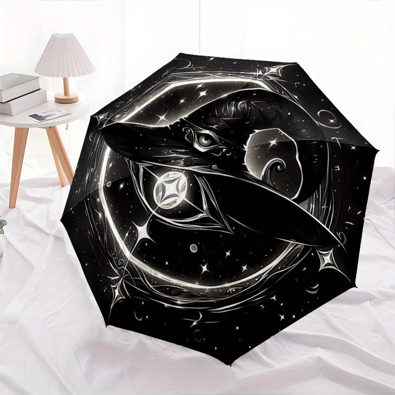 

1pc Witch s Hat Illuminated by Stars and Moonlight Durable Cartoon Folding Umbrella, Portable 3-Fold Compact Umbrella for Men and Women, Suitable