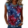 Women's Casual Sleeveless Pullover Tank Top Round Neck Independence Day Print Sleeveless Blouse Summer Outdoor Shirt