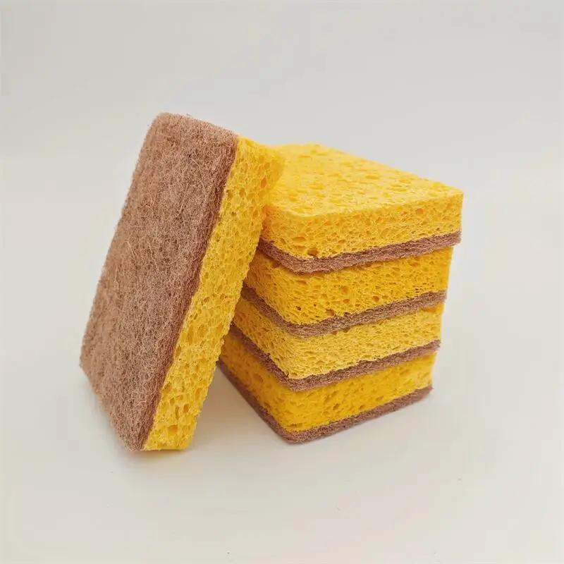 1/6/12pcs Clean Wood Pulp Cotton Scouring Pad Dishwashing Stain Removal Non Sticky Soft Sturdy Household Kitchen Cleaning Cloths
