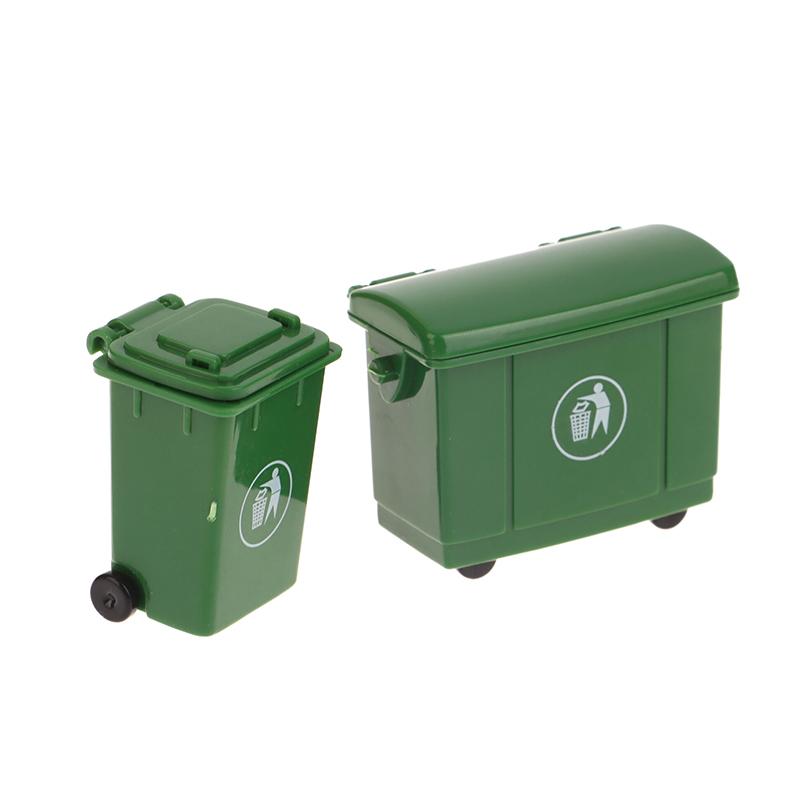 1Set 1:12 Dollhouse Miniature Trash Can Toy Mini Sanitation Trash Cans Model Simulation Garbage Curbside Trash Bin Kid Toys Gift