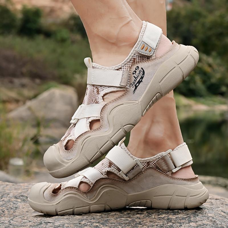 Leather Sandals Man Casual Loafers Luxury Design Slip On Male Dress Sandals Leisure Style Big Size Outdoor Wear-resistant Sole