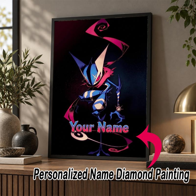 Personalized Greninja Diamond Art Custom Name 5D Diamond Painting Full Drill DIY Craft