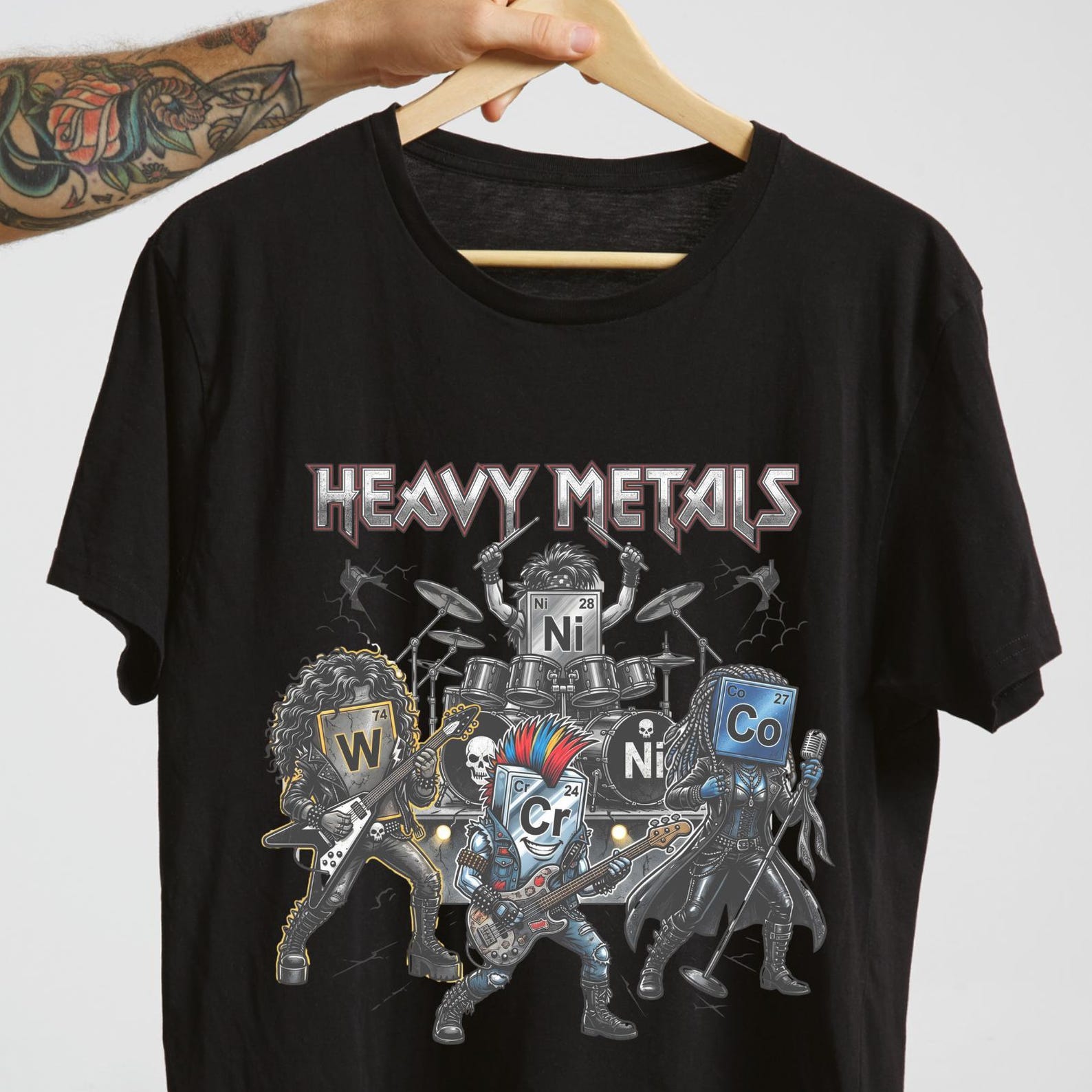 Heavy Metals Shirt, Chemistry Rock Band Tee, Periodic Table Metal Band T-Shirt, Funny Science Shirt, Chemist Gift, STEM Teacher Gift, Heavy. 2XL