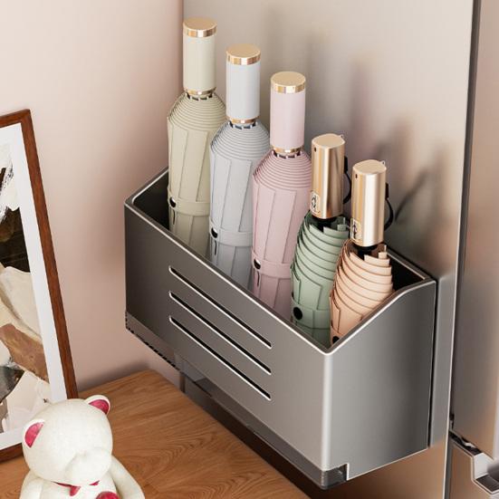 Magnetic Umbrella Holder Heavy Duty No Punching Home Office Entry Hallway Wall Mount Folding Long Umbrella Organizer Hanger Rack