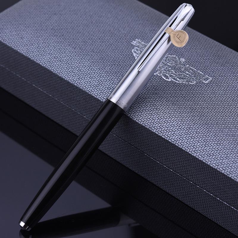 HERO 100 Fountain Pen with 14K Gold Nib and Half-Steel Sleeve in Engravable Gift Box - Ideal for Graduation or Commemorative Gifts.