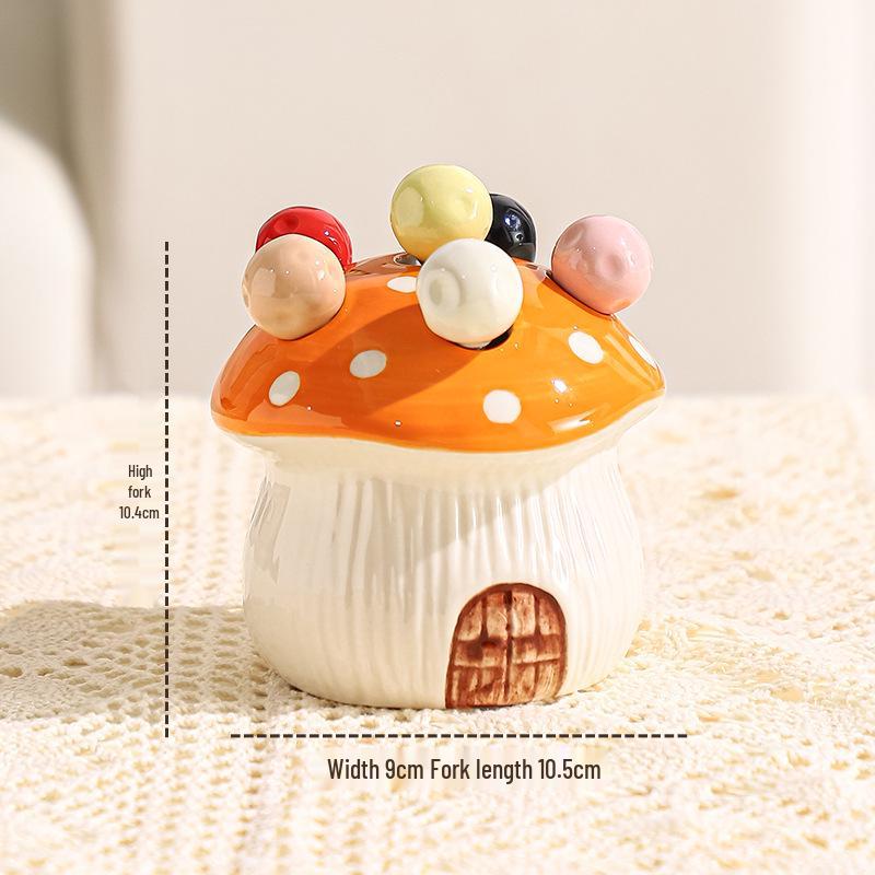 Cute Mushroom Fork Set: Stainless Steel Dessert & Fruit Picks In Jar for Kids' Safety