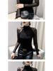 European Autumn 2025 Slim-Fit Beaded Mesh Patchwork Long Sleeve Women's T-Shirt