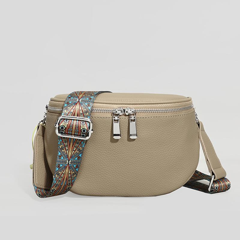 

Однотонная сумка через плечо из коровьей кожи для женщин, дизайнерская сумка через плечо с широким тканевым ремнем